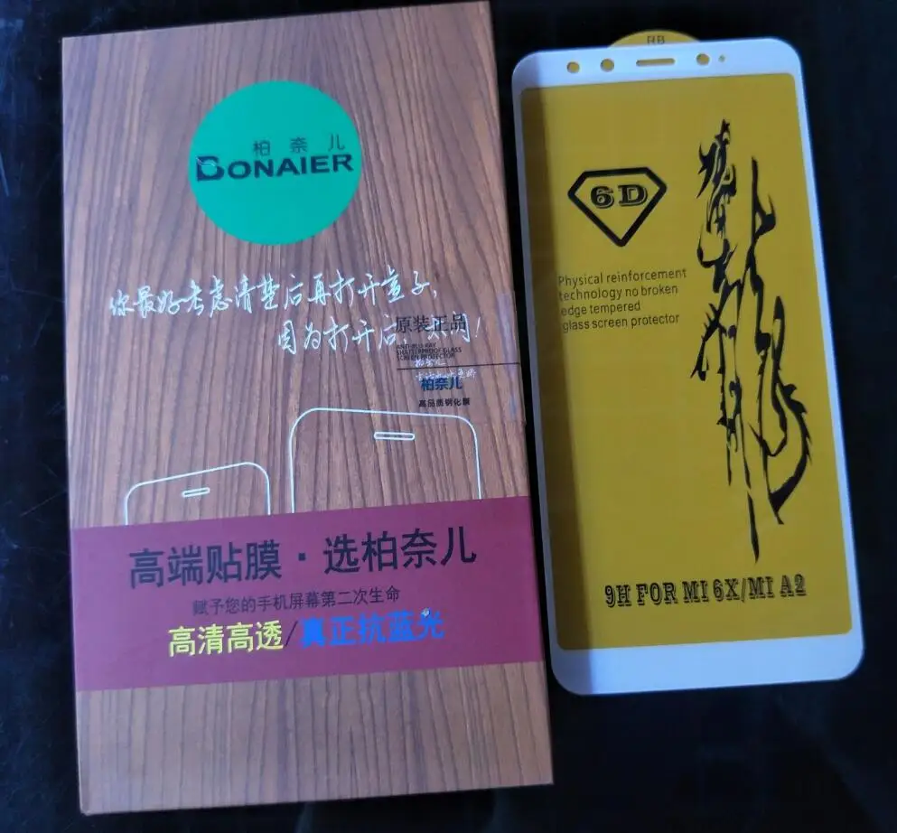 Bonaier защитное закаленное стекло на весь экран для Xiaomi Mi6X MiA2 2.5D изогнутое
