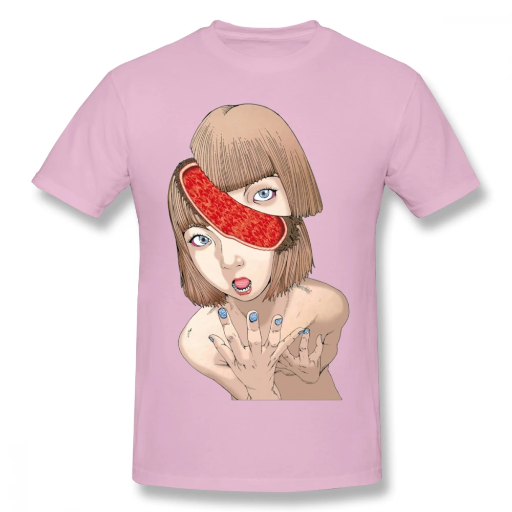 Розовый Мужская футболка Shintaro Kago Fraction, качественная футболка Manga Junji Ito с круглым вырезом,, Camiseta - Цвет: Розовый