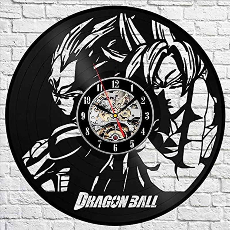 Dragon Ball Z настенные часы современный дизайн Wukong коллекционные 3D наклейки Ретро виниловая запись настенные часы настенные домашние декоративные часы