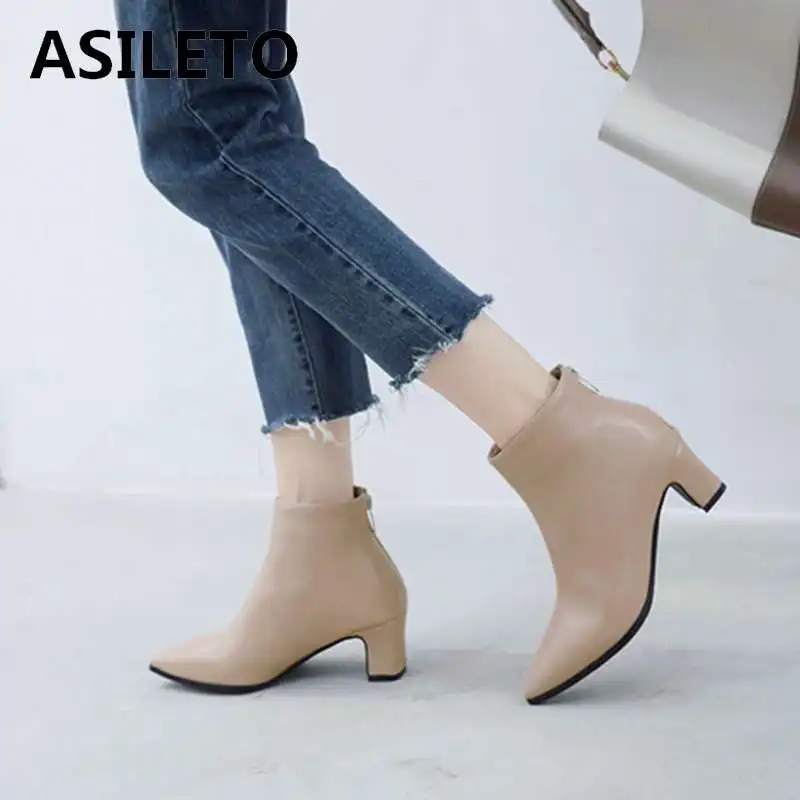 Женские полусапожки ASILETO размер 45 на молнии с острым носком|Женские полусапожки| |