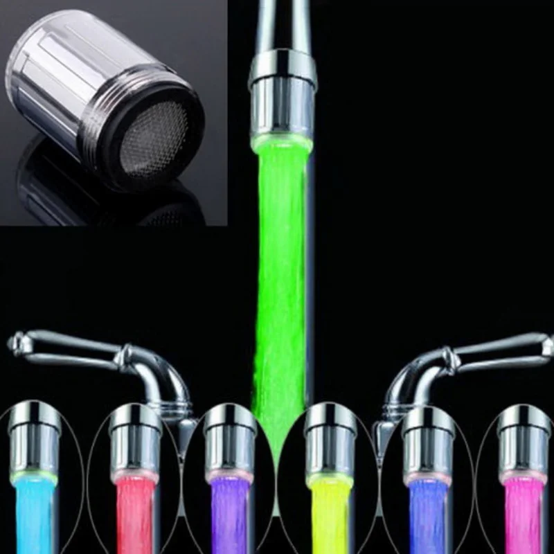 LED Water Faucet Light Colorful Changing Glow Shower Head Kitchen Tap Aerators | Обустройство дома