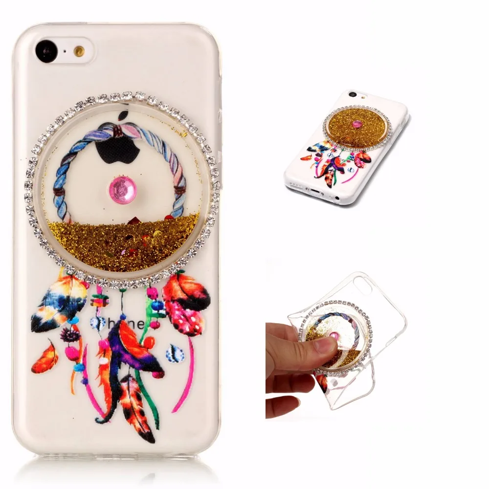 Для Apple iPhone 5C случае роскошный блеск Bling зыбучие пески блестящие случаев Мягкие