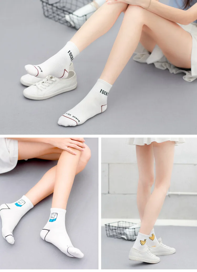 Jeseca Cartoon Animal Cute Short Socks for Women Harajuku Vintage Streetwear Ankle Sox Cotton Soft Japanese Kawaii Students Sock