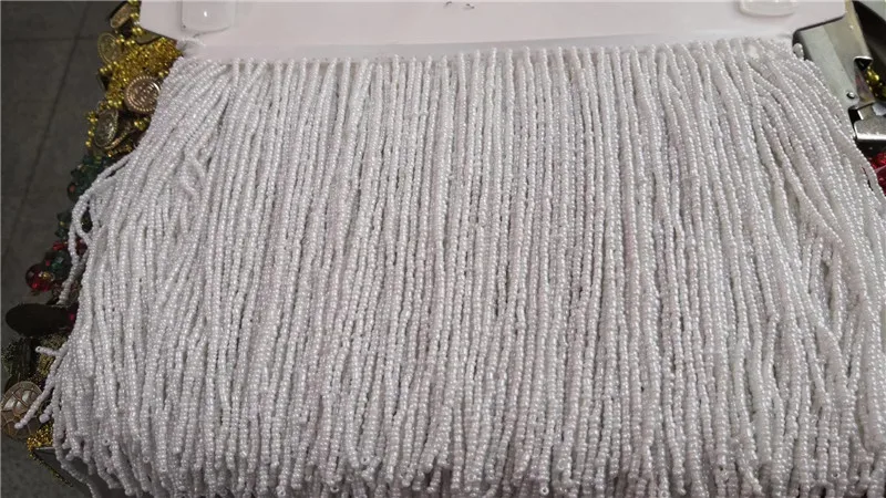 White color 5yards/bag ribbon beads tassel fringe H-82506 for wedding dress/party decoration | Дом и сад