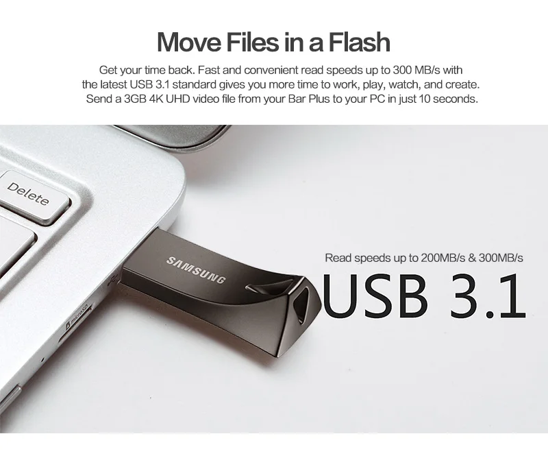 SAMSUNG USB флэш-накопитель 32G 64G 128G USB3.1 цвет шампанского серый металлический мини-накопитель Флешка карта памяти устройство для хранения U диск