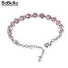 BeBellaбраслет с розовым сердцем и кристаллами Swarovski, модные ювелирные изделия для женщин и девочек, подарок на день рождения, День святого Валентина