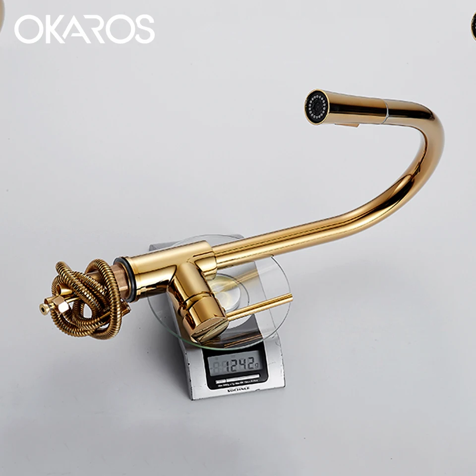 Кухонный Смеситель OKAROS 8055D G кухонный кран для раковины 2 режима разбрызгиватель