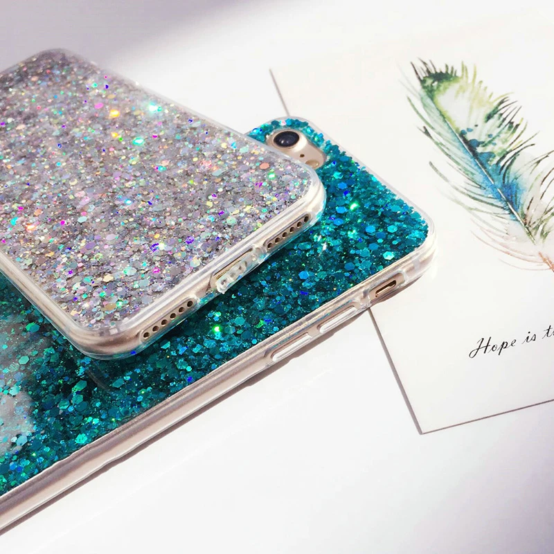 Coque For iPhone 7plus TPU Silicon Case For iPhone 5 5S SE 6 6S 7 8 Plus Cover For iPhone 11 Pro XR X XS Max Bling Glitter Funda