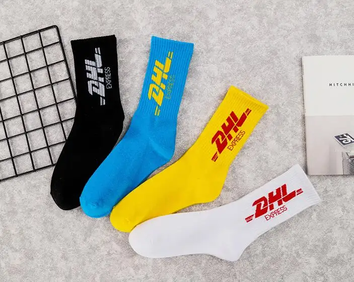 Носки унисекс, уличная мода, стильные, для DHL, с надписями, с принтом, для мужчин и женщин, модные носки для катания на коньках Ulzzang