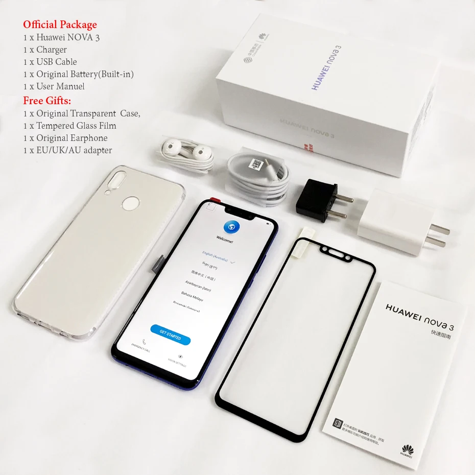 Huawei Nova 3 6GB 128GB глобальная ПЗУ разблокировка лица Android 8 1 24MP 4 * Камера 6 &quot3750 mAh
