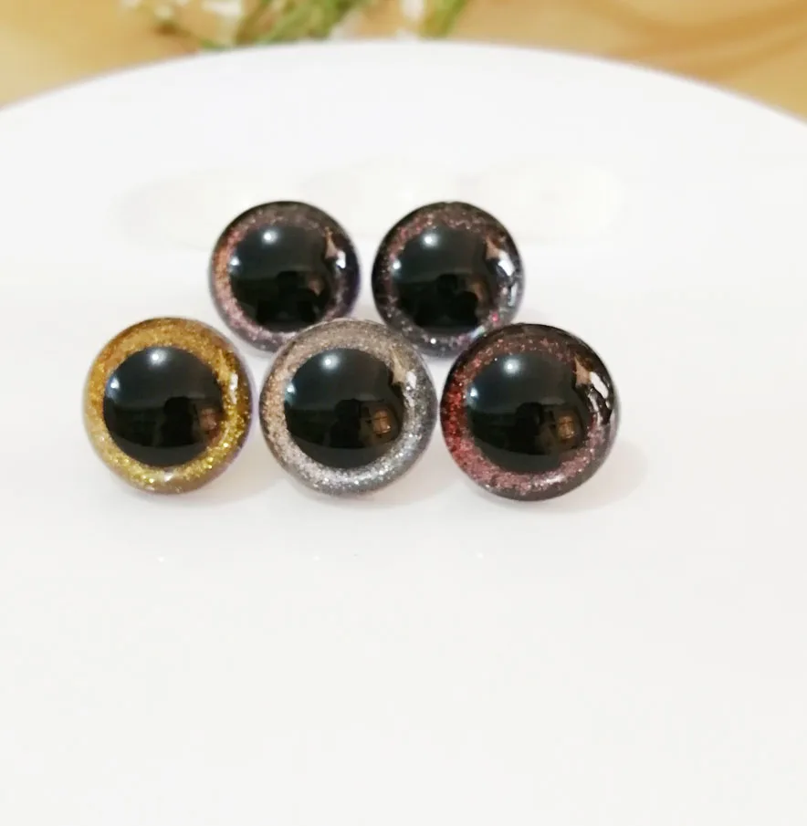 1pair/lot 30mm/40mm big size round shape clear plastic safety toy eyes + glitter fabric+ hard washer for diy doll findings--N6 | Игрушки и