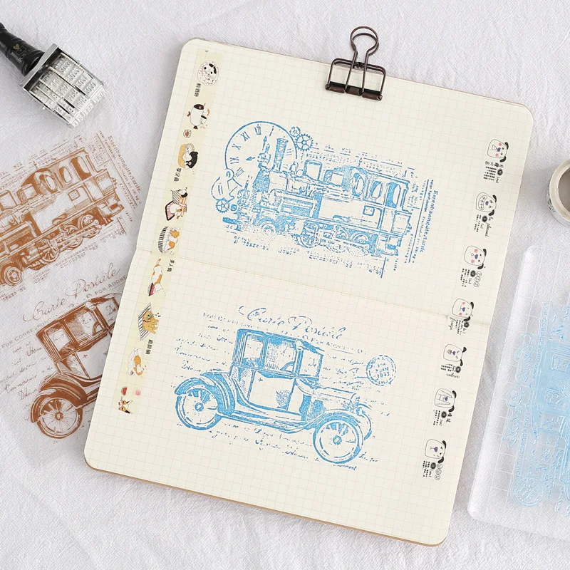 Travel Train Car Clock Steampunk Stamp Seal Silicone Cards Scrap Booking Photo Album Making Scrapbooking Diary Decor Craft | Канцтовары