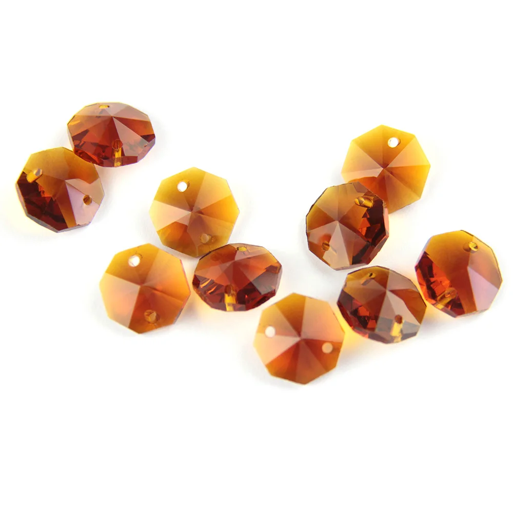 

2000/lot 14mm Many Colors Octagon Beads Prism In 2 Holes For Crystal Chandelier Parts Home/Wedding Decoration