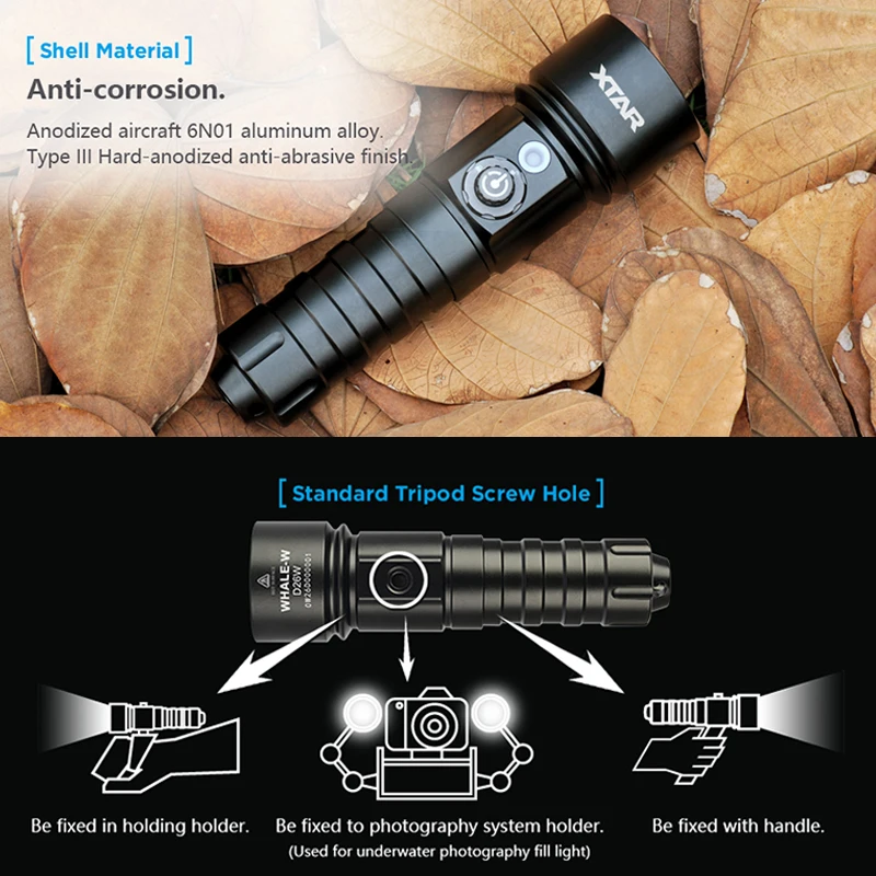 XTAR D26W 1000 люмен вспышка для подводного погружения и светильник CREE XM-L2 U2 4 режима погружения светильник подводный 100 м светодиодный вспышка светильник Применение 18650 Батарея