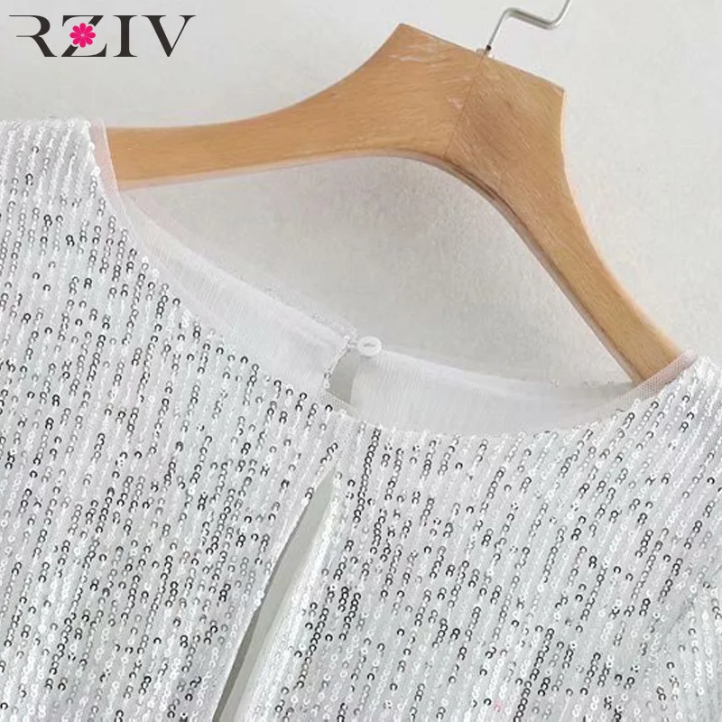 RZIV весеннее женское платье повседневное однотонное платье с блестками
