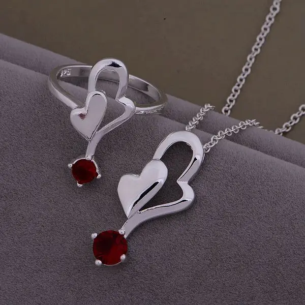 AS449 Lucky Silver Цвет 925 Ювелирные наборы для женщин кольцо 515 + ожерелье 936/bubaklia Asbajjia |