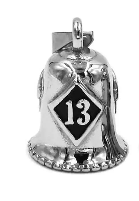 Silver Lucky 13 моторный Байкер Подвеска-колокольчик из нержавеющей стали серебряный золотой череп Байкерская подвеска для мужчин SWP0508(имеет стальной шар, без колокольчика - Окраска металла: Silver