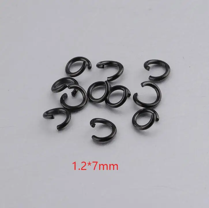 1.2x7mm Jaymaxi черный открытие кольцо DIY ювелирные изделия 1*7 мм 1*6 1,2*7 Нержавеющая сталь одного подключения ДЖАМП-кольцо 100 шт./лот - Цвет: 1.2x7mm