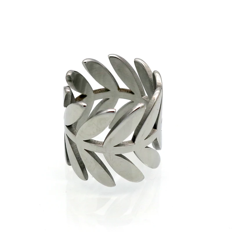 Женское кольцо из нержавеющей стали золотого цвета с листьями растениями