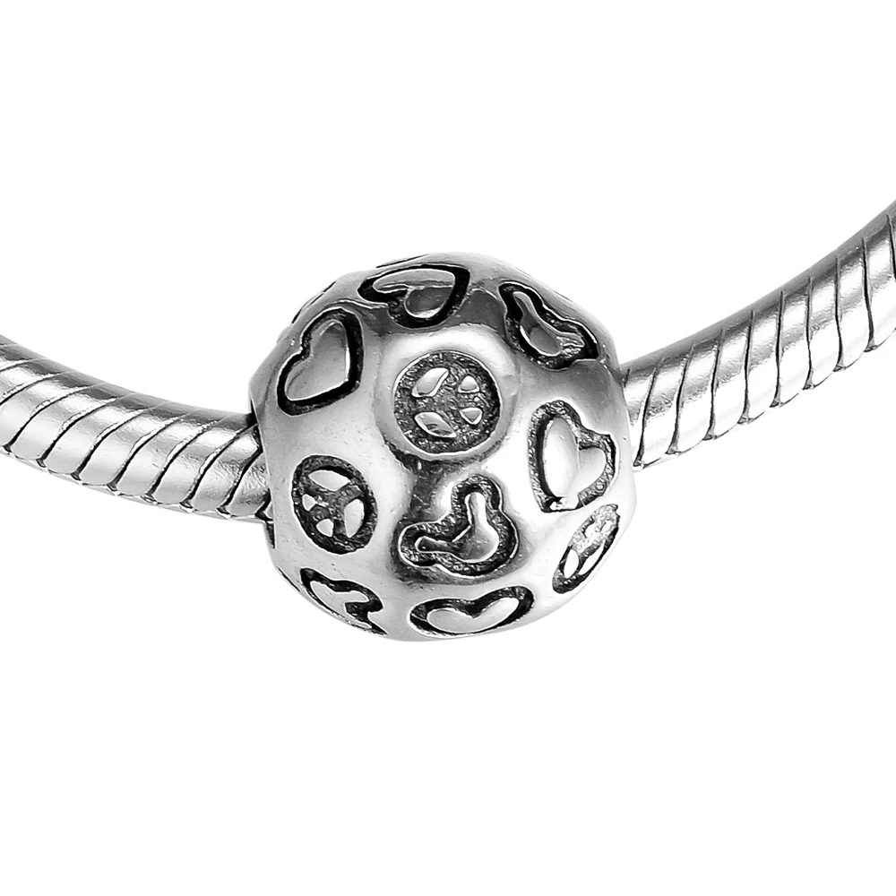 CKK Beads Charms Peace &amp Love Silver 925 Original Fits Pandora Bracelet Sterling Jewelry Making Charm Bead | Украшения и