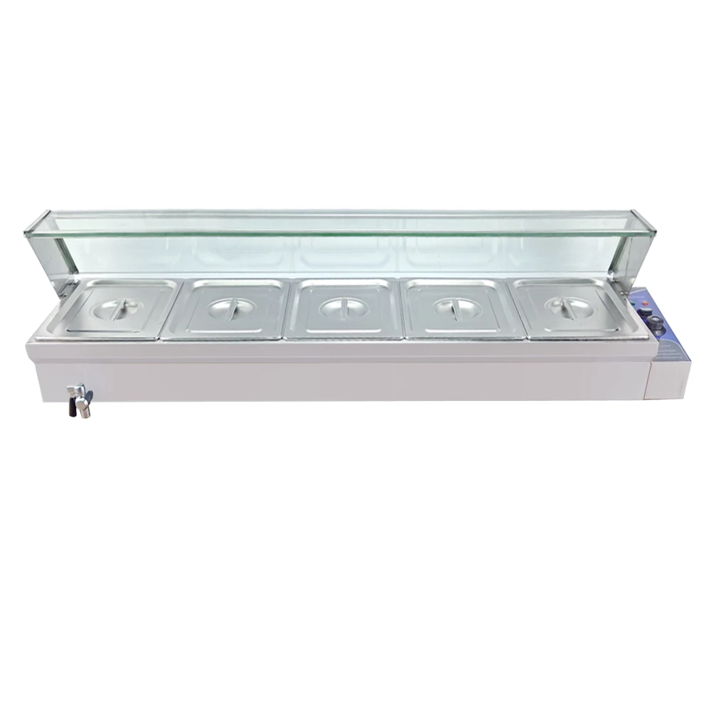 Электрический 5 кастрюль Bain Marie подогреватель пищи столешница Пароварка нержавеющая сталь подогреватель для супа оборудование буфет bainmarie витрина