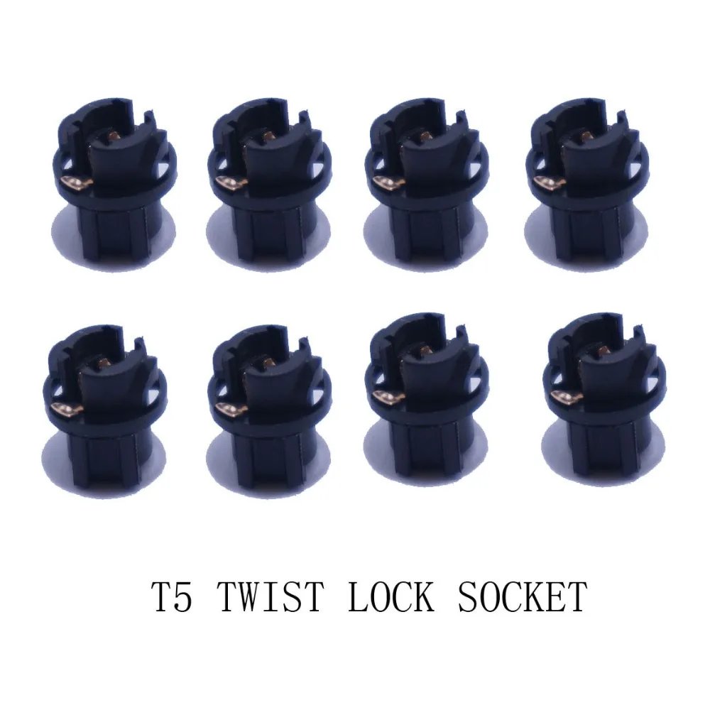 

8pcs T5 Twist Lock Socket Wedge Base 3/8" Dashboard Instrument Panel Cluster Plug for Dash Light Bulb 37 74 73