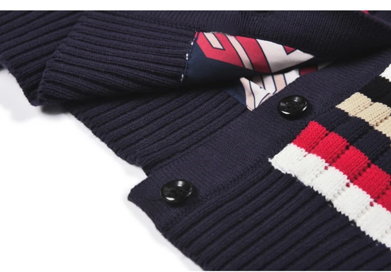 JOYDU Runway Vintage Stripes Cardigans Female 2018 New Fashion Geometric Lining V-neck Jersey Knitting Sweater Women Jacket |