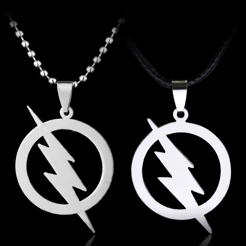 Флэш DC SUPER HERO FLASH Lightning логотип из нержавеющей стали ожерелья-цепочки подвески Рождественский подарок