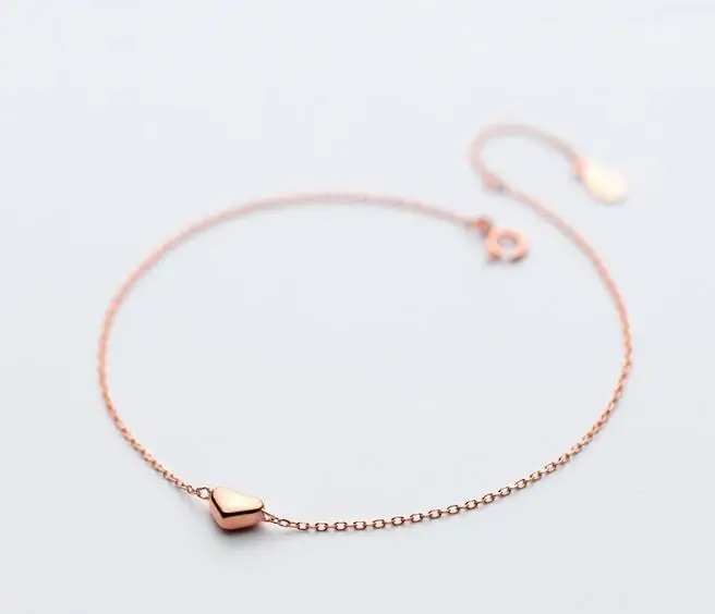 

100% Authentic Real. 925 Sterling Silver Fine Jewelry Golden Heart Love anklet Bracelet women's fashion GTLS746