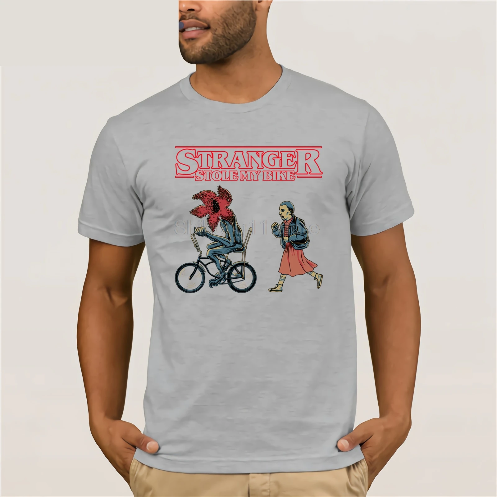 Stranger Stole My Bike Horror T-Shirt Brand T-shirt casual top Fun Men's Print Casual 100% Cotton Popular | Мужская одежда