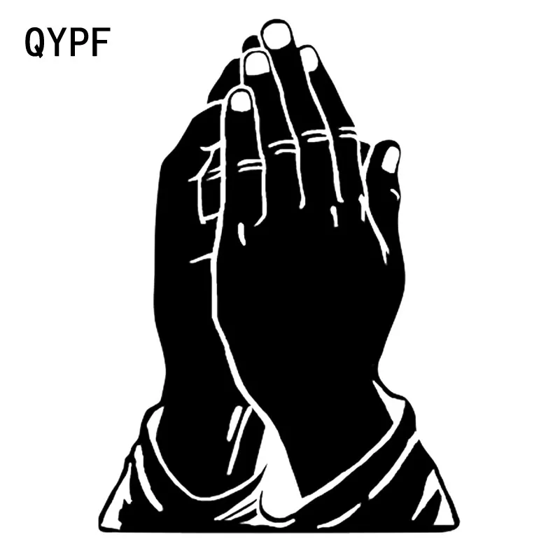 Фото Интересная Автомобильная наклейка QYPF 11,7*16,5 см, виниловые аксессуары для мотоциклов, украшение, молитвенные руки, христианство, графическое фото №1