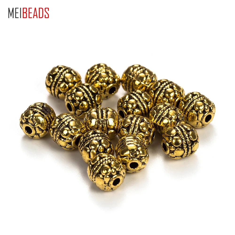 MEIBEADS 7.8*7mm 50pcs/lot Antique Gold Color Alloy Metal Charm Beads For Women DIY Bracelets &amp Anklets Making UF6376 | Украшения и