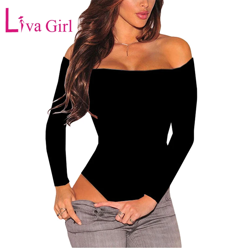 LIVA GIRL, сексуальный черный облегающий боди с длинным рукавом, женские комбинезоны с открытой спиной и открытыми плечами, белые боди с вырезом лодочкой, женские комбинезоны