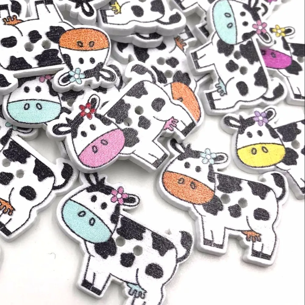 

10/50/100 Pcs Cartoon Wooden Cows shape buttons 2-holes sewing crafts Scrapbooking 27mm WB419