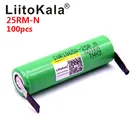 Аккумуляторы LiitoKala 100 18650 мАч INR1865025R, литиевые батареи для разряда 20 А, батарея для высокой мощности 25R + никелевые полоски сделай сам, 2500 шт.