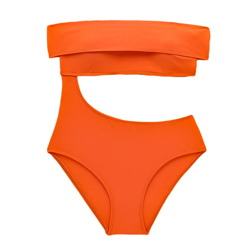 SAGACE однотонный бикини купальник с узором инновационный плоским плечом женский