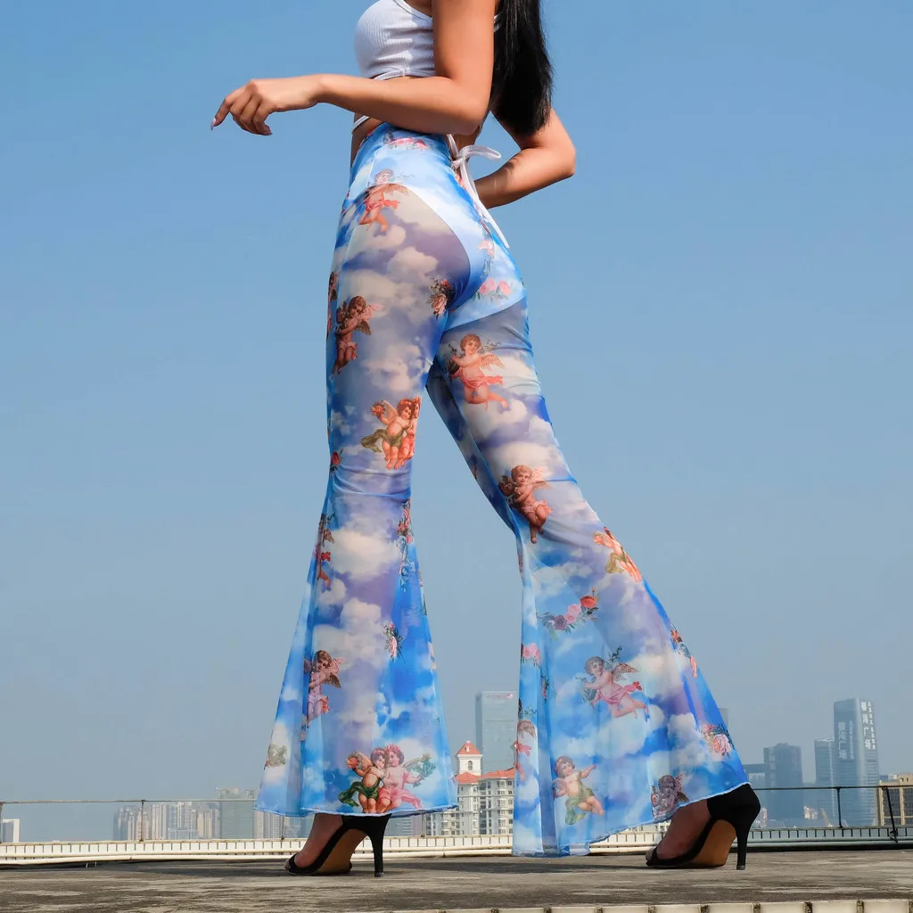 JAYCOSIN Новая мода Брюки карго женские маленького угла с принтом сеткой