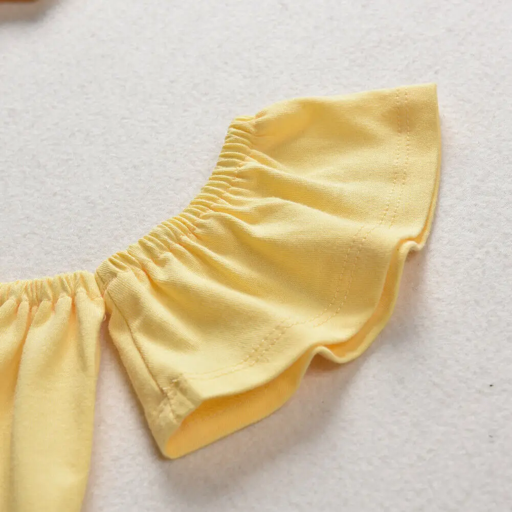 Комплекты летней одежды из 2 предметов для маленьких девочек желтые топы с