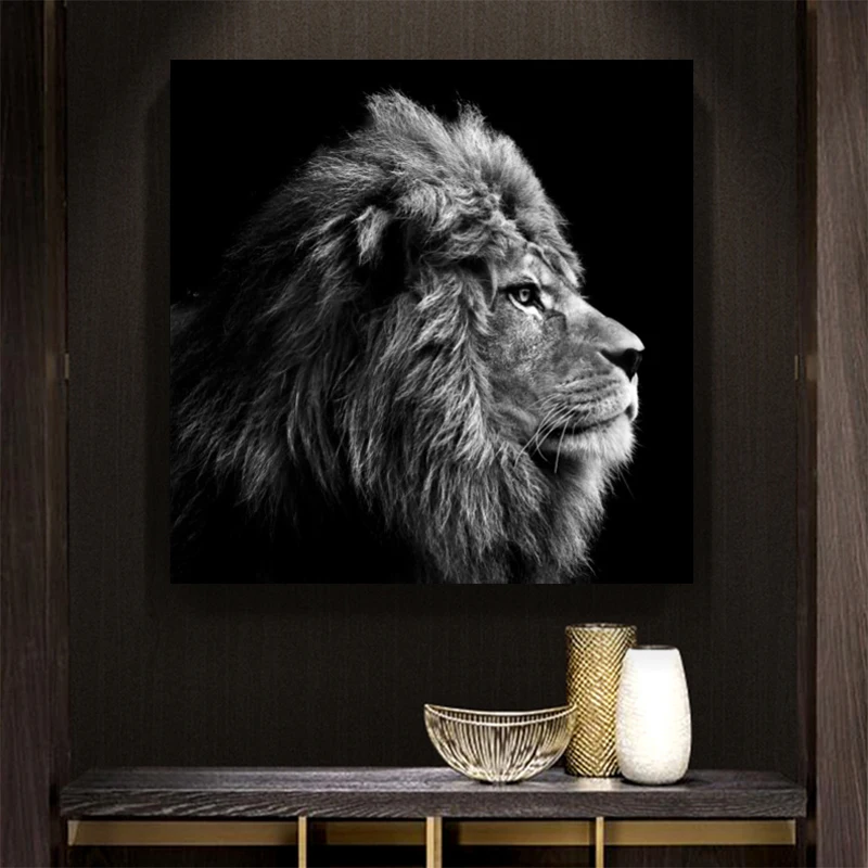 

100X100CM Modern Animal Posters and Prints Wall Art Canvas Painting Lion King Decorative PicturesCuadros Decor No Frame