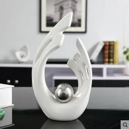 Modern Simple Desktop Ceramic Figurines Decor Home Furnishing Crafts Decoration Creative Home Livingroom White Green Accessories - Цвет: style4--S