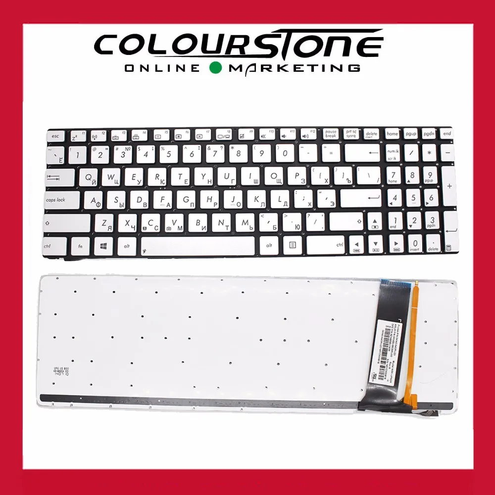 Оригинальная клавиатура RU для Asus N56 N56JN N56JR N56V N56VM N56VZ N76VJ N76VM N76VZ серебристая русская