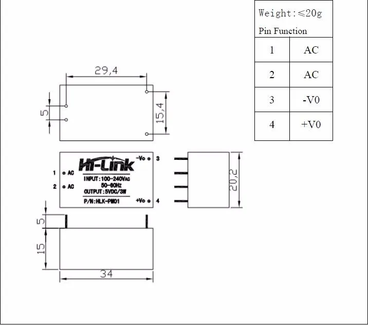 1 шт. HLK-PM01 HLK-PM03 HLK-PM12 AC-DC 220V 5V 3,3 V 12V Мощность Модуль преобразователь переменного тока в постоянный, изолированный Мощность модуль отвечают требованиям стандартов UL/CE бытовой выключатель