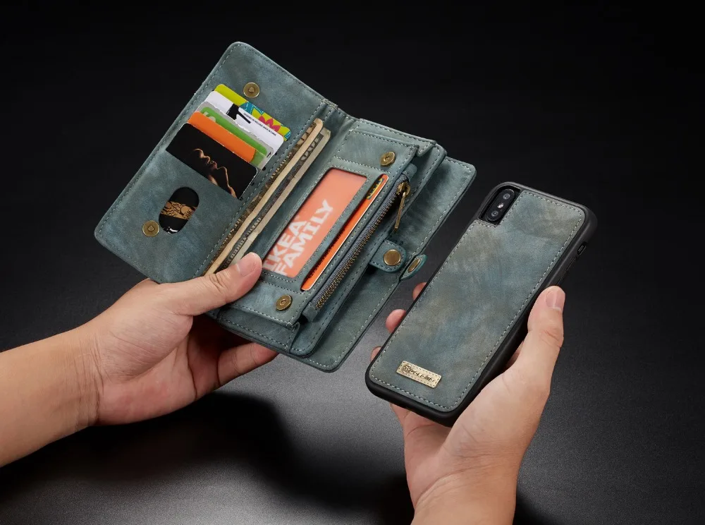 Luxury Wallet Zipper Flip Stand Case For iPhone 10 8 7 6s Plus XS MAX XR 8Plus 7Plus 6Plus Magnet Slim PU Leather Cover capinha