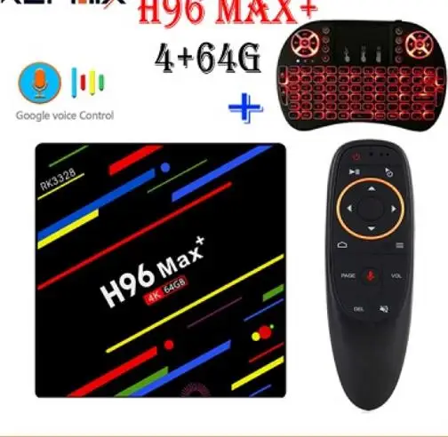 4G 64G air mouse H96 MAX+ Plus голосовой пульт дистанционного управления Android 9,0 tv Box 4 Гб ram 32 ГБ rom или 4 Гб+ 64 ГБ опция mx3 с подсветкой air moues RK3328 2,4G/5G Wifi - Цвет: 4G 64G air mouse
