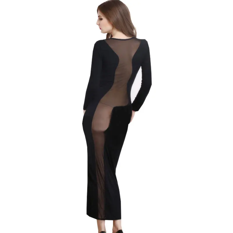 Европейское черное прозрачное Сетчатое платье сексуальное для ночного клуба 2017