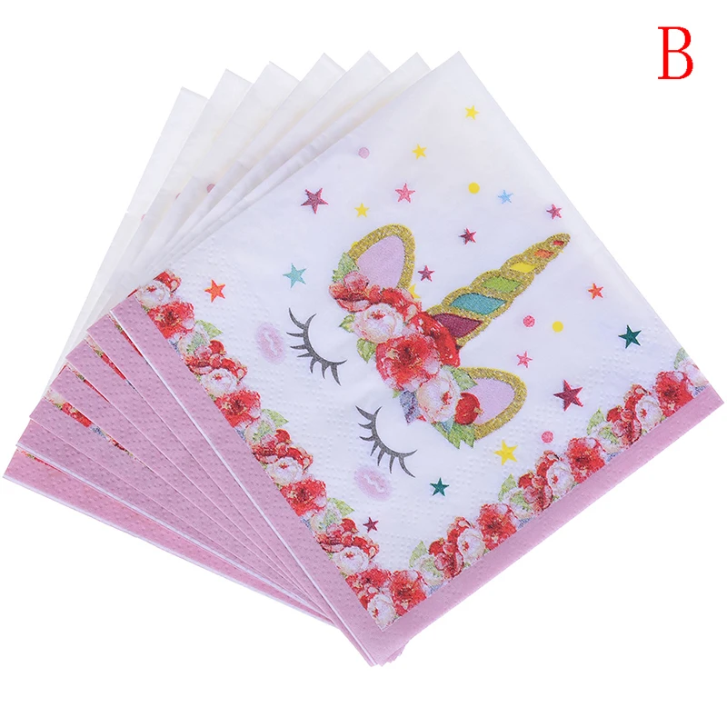 Napkin B 6pcs 1-й День рождения Единорог бумага для головной ленты чашки/тарелки/салфетки украшения на день рождения Дети Детский душ вечерние принадлежности Единорог вечерние наборы - Цвет: Napkin B 6pcs