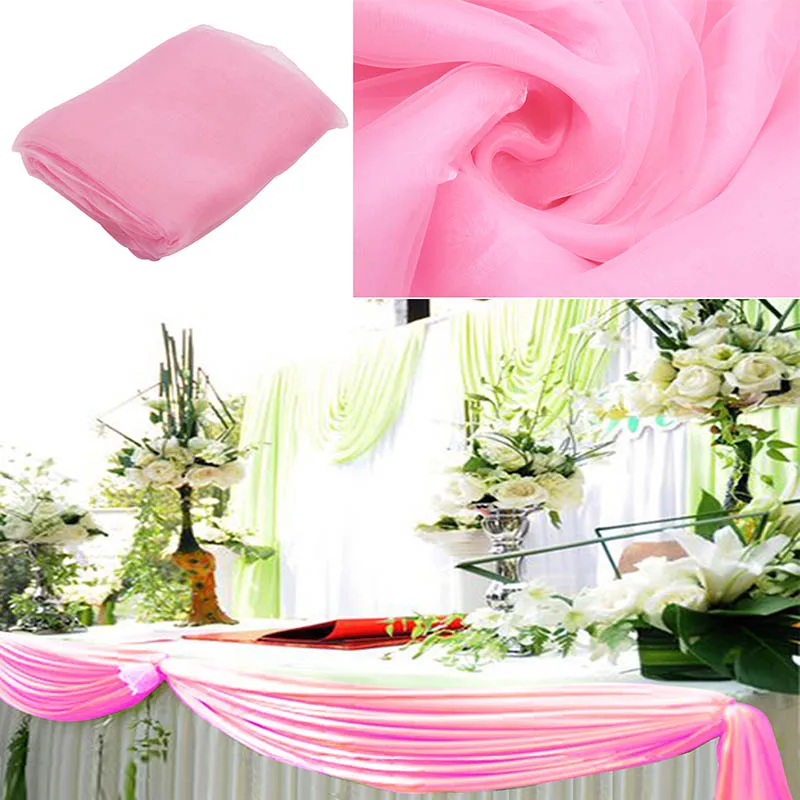 Light Pink Органза 5 м x 1,35 м прозрачная ткань Swag Свадебная вечеринка шторы фон занавес Стенд украшение арки фотобудка фон 32 цвета - Цвет: Light Pink