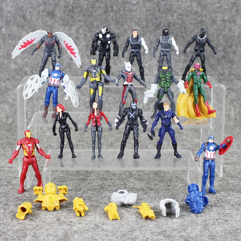 16 шт./лот Супергерои Капитан Америка Гражданская война ПВХ фигурка Черная