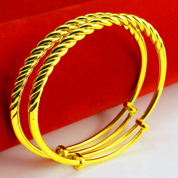 Цельнокроеное платье витой гладкий браслет на запястье с застежкой 18K Золотые