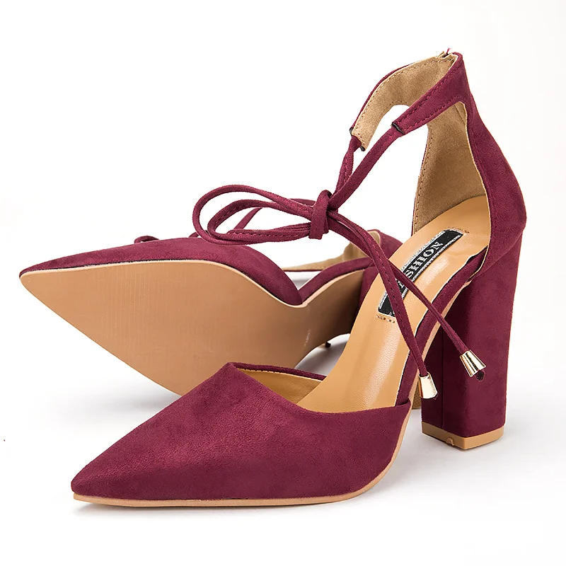 Женские замшевые туфли на высоком каблуке с ремешком щиколотке|thick heel pumps|heels pumpshigh
